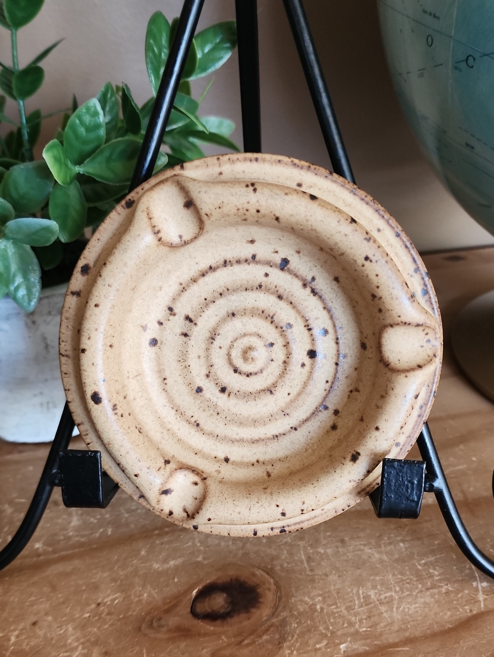 Handcrafted Speckled Ceramic Ashtray - Cream Beige